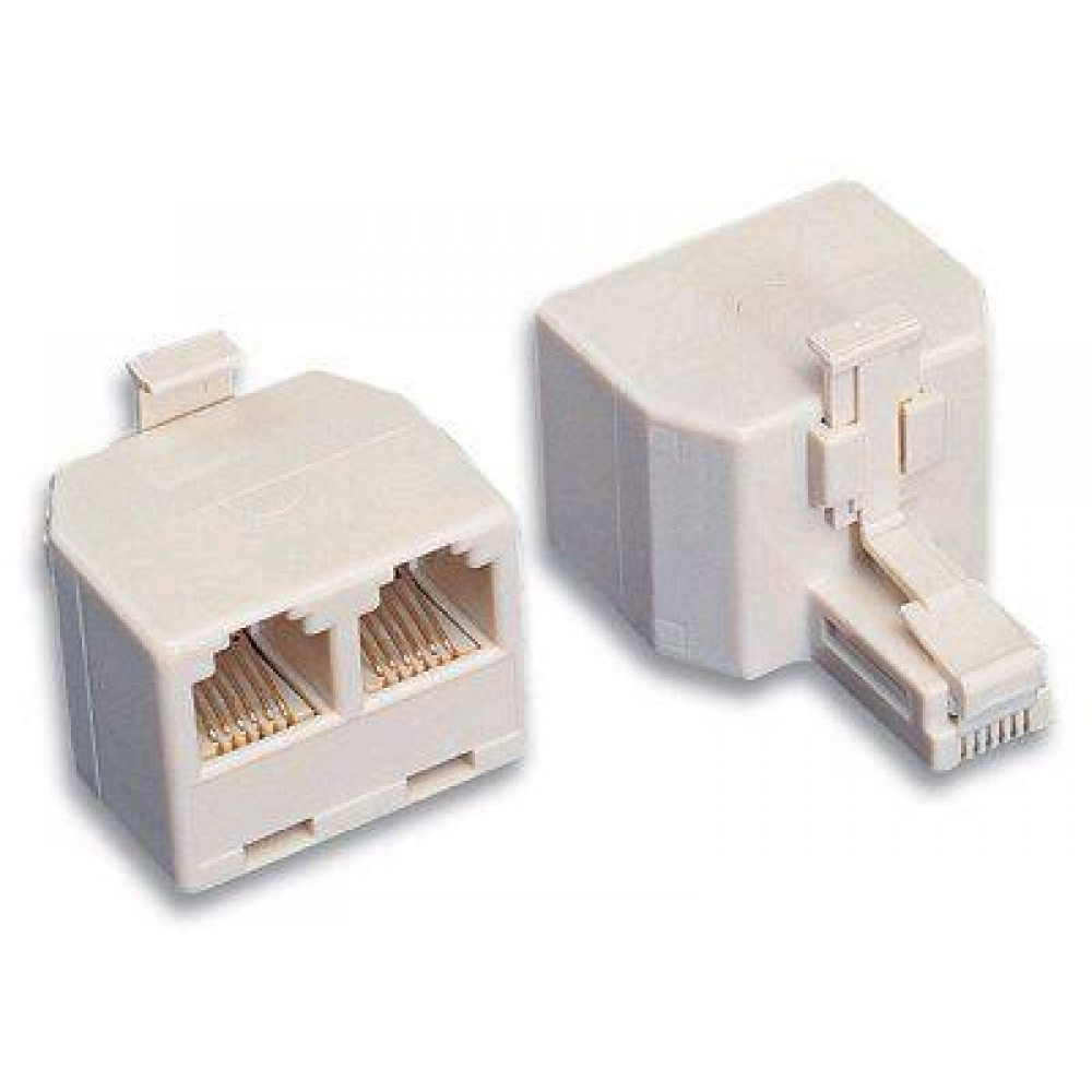 ACCOPPIATORE TELEFONICO DUPLEX RJ12 6P4C 1x6 POLI MASCHIO - 2x6 POLI FEMMINA