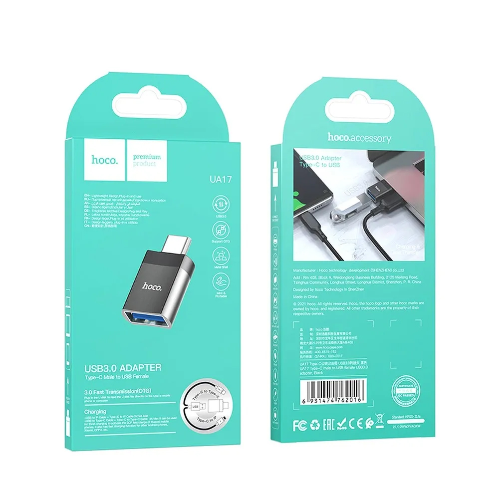 HOCO ADATTATORE OTG DA Type-C Mascho a USB 3.0 Femmina PER Tablet/Smartphone