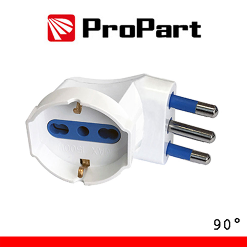 ADATTATORE SCHUKO/ITALIANA 2P+T 16A A 90° SALVASPAZIO SPINA 2P+T 16A