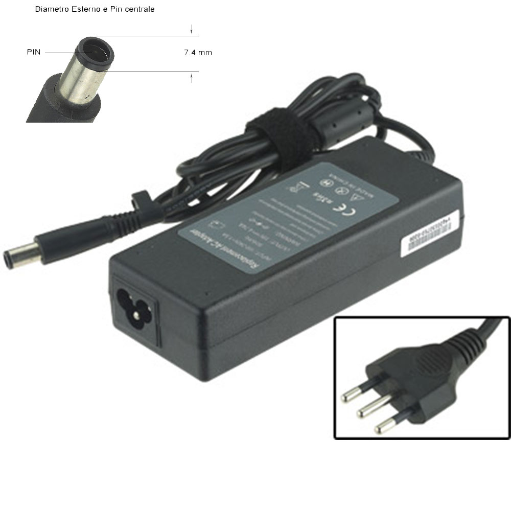 ALIMENTATORE PER NOTEBOOK HP COMPATIBILE 19V - 4,74A - 7,4*5mm 90W CA SERIE CQ60 - PAVILLION DV6 - SERIE G6
