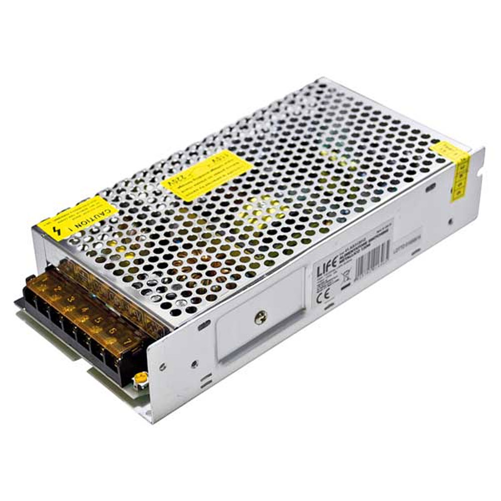 ALIMENTATORE SWITCHING CONTENITORE METALLICO Serie 3, 12V 10,0A 120W INPUT 110/220Vac +/-10%, 198x98x42mm