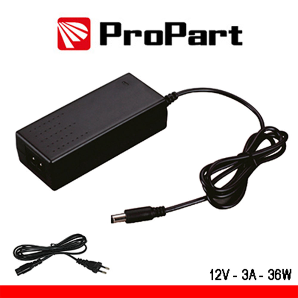 ALIMENTATORE SWITCHING TENSIONE COSTANTE AC/DC STABILIZZATO 12V 3000mA 36W - 5.5*2.5*10 mm con positivo al centro (interno)
