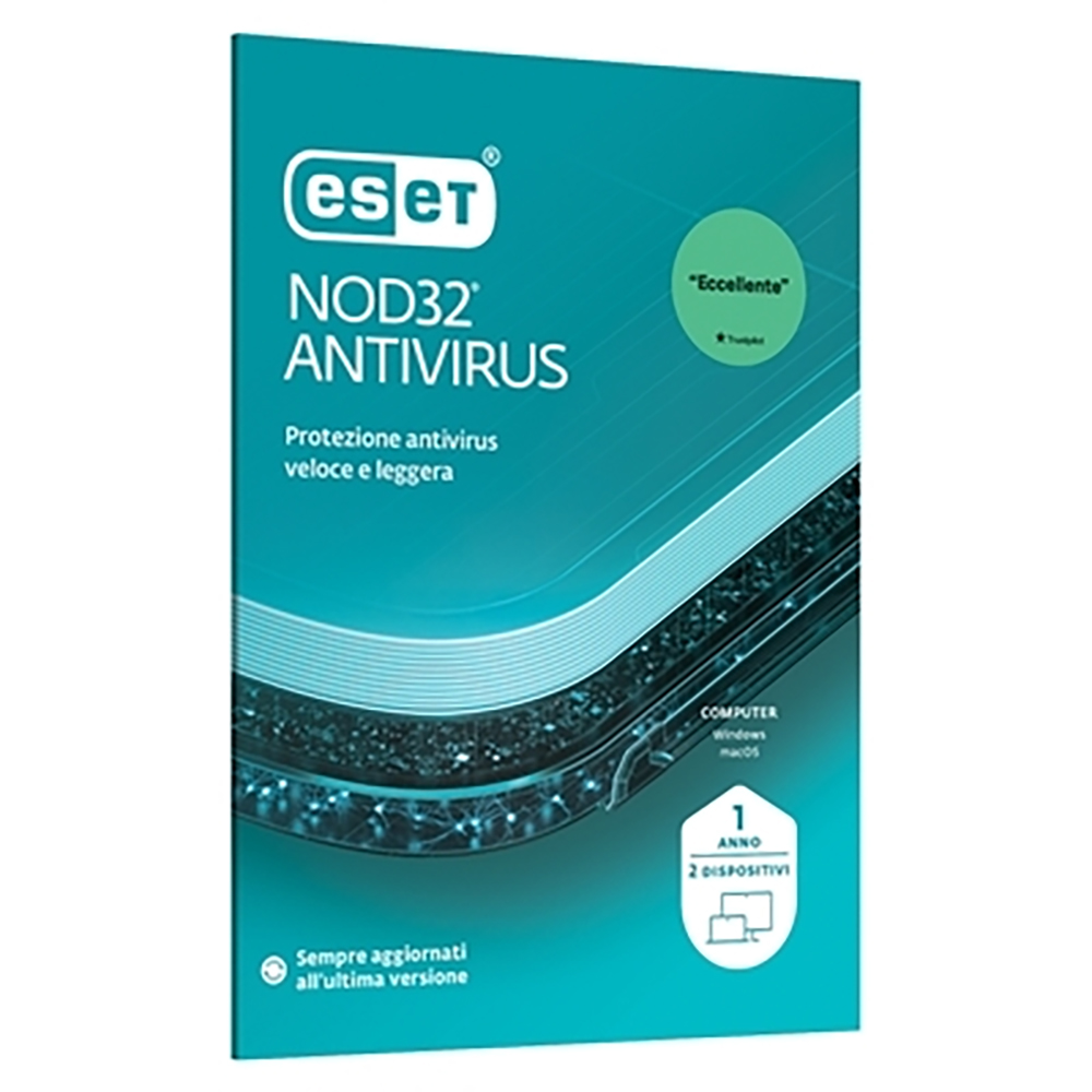 SOFTWARE ESET ANTIVIRUS NOD32 RINNOVO LICENZA PER 2PC RETAIL per Windows