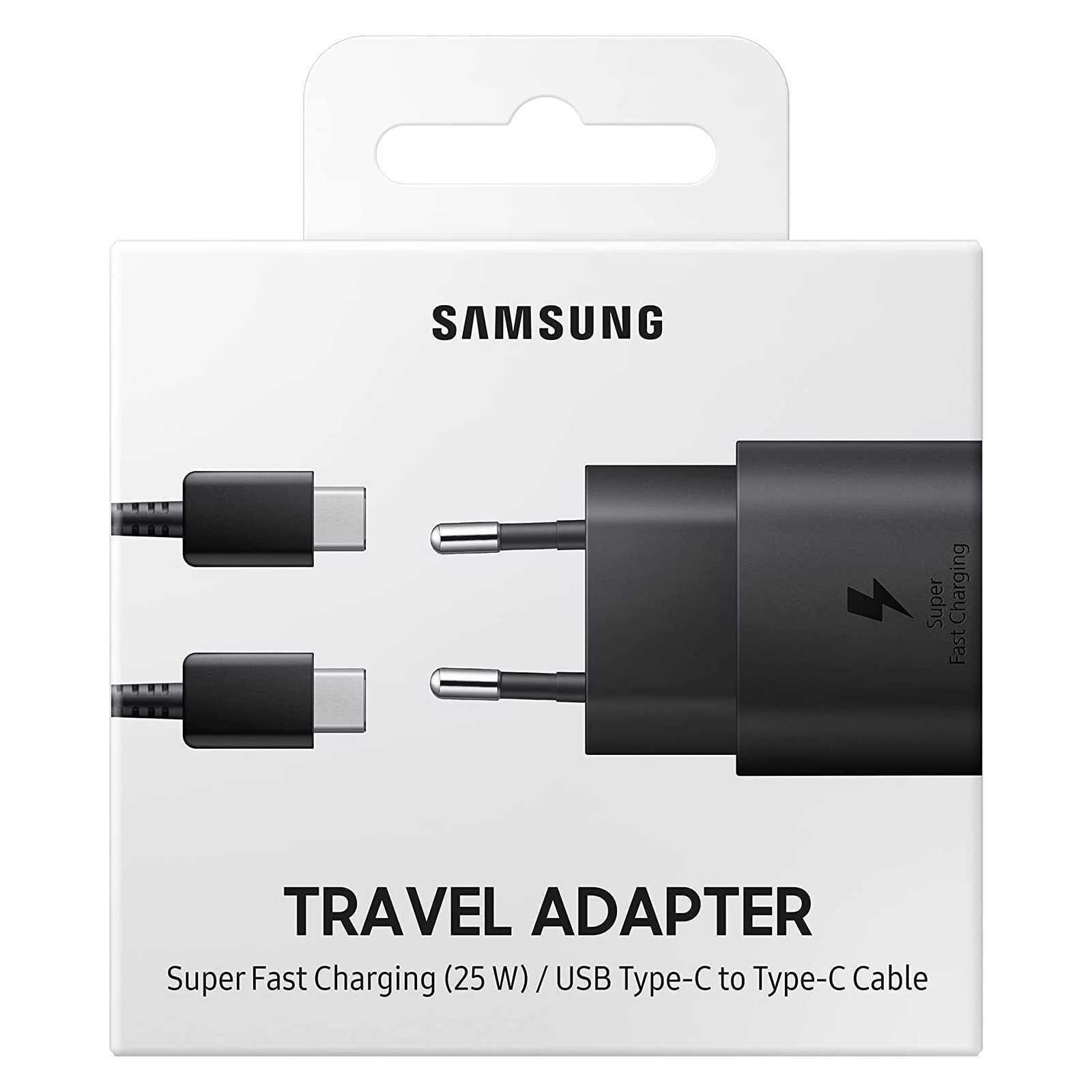 SAMSUNG CARICABATTERIE EP-TA800X PD Super Fast Charging 25W + CAVO USB-Type-C COLORE NERO