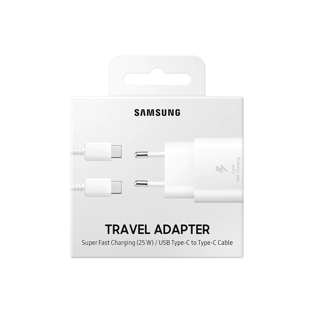 SAMSUNG CARICABATTERIE EP-TA800X PD Super Fast Charging 25W + CAVO USB-Type-C COLORE BIANCO