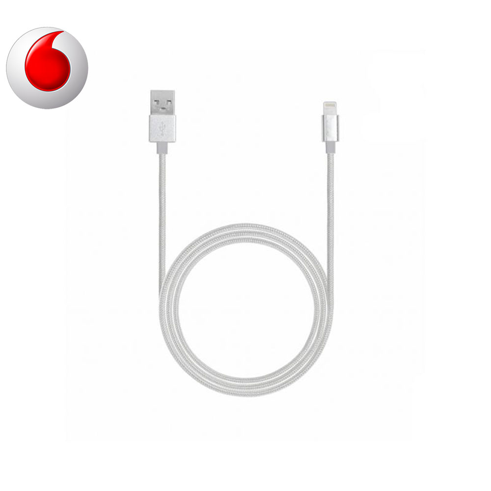 CAVO VODAFONE DA LIGHTNING A USB M-FI iPhone X/8/7/6/5, iPad mini, iPad Air, iPod touch COLORE SILVER