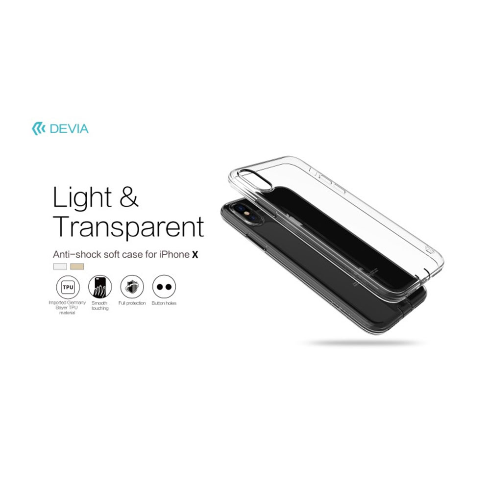 DEVIA CUSTODIA COVER ANTI-SHOCK TPU SOFT PER TELEFONO CELLULARE IPHONE X