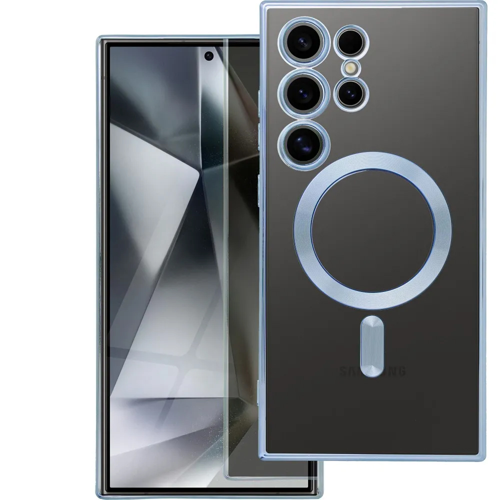 CUSTODIA ELECTRO MAG COVER TRASPARENTE PROTEZIONE FOTOCAMERA E BORDI CON MAGSAFE ( BLUE ) PER SAMSUNG S26