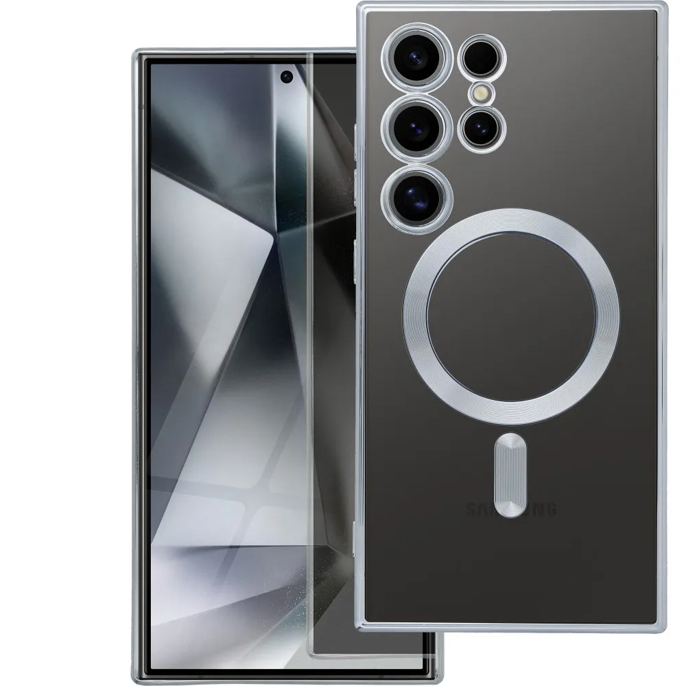 CUSTODIA ELECTRO MAG COVER TRASPARENTE PROTEZIONE FOTOCAMERA E BORDI CON MAGSAFE ( SILVER ) PER SAMSUNG S26