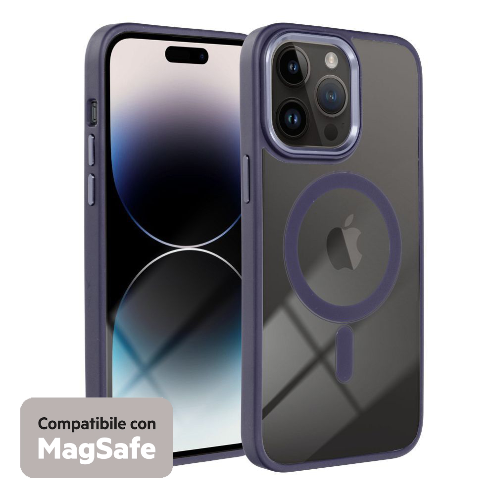 COLOR EDGE MAG COVER TRASPARENTE PROTEZIONE FOTOCAMERA E BORDI ( VIOLA ) PER iPhone 15