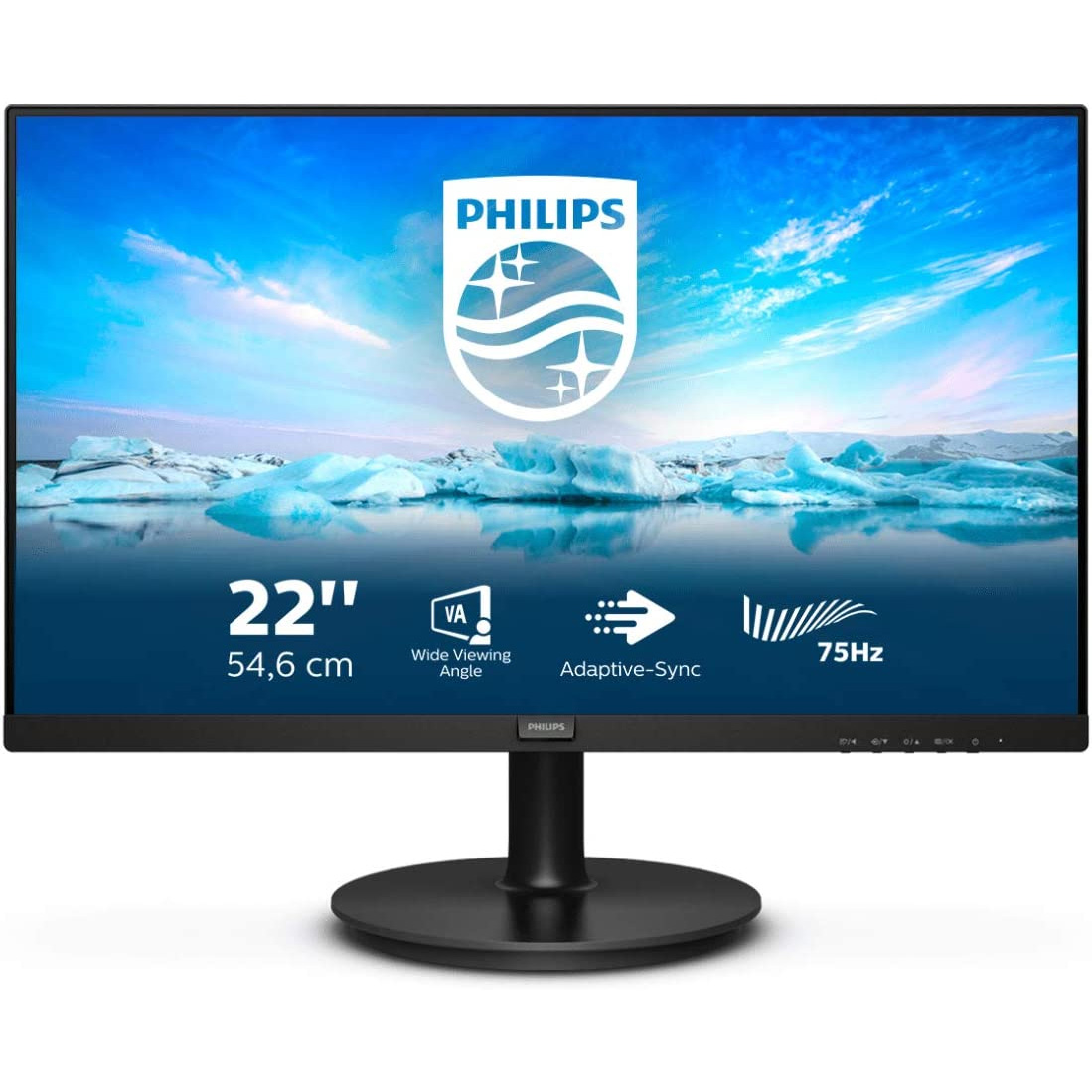 MONITOR 21.5" VA PHILIPS 221V8A V-line WIDE VGA/HDMI 3.000 :1 4MS 1920x1080 Full HD MULTIMEDIALE BLACK