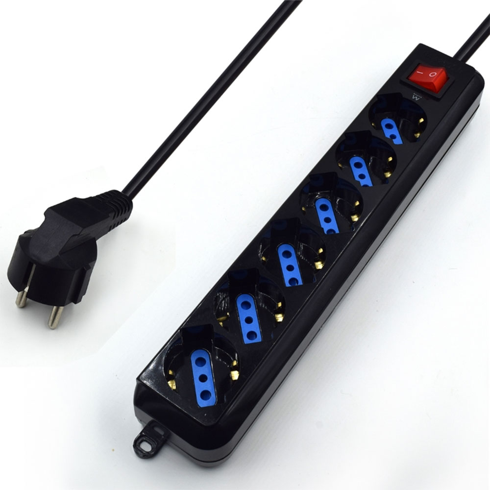 MULTIPRESA EWENT 6 POSTI x 10A/Schuko CON PROTEZIONE SOVRATENSIONE E SOVRACCARICO SPINA SCHUKO