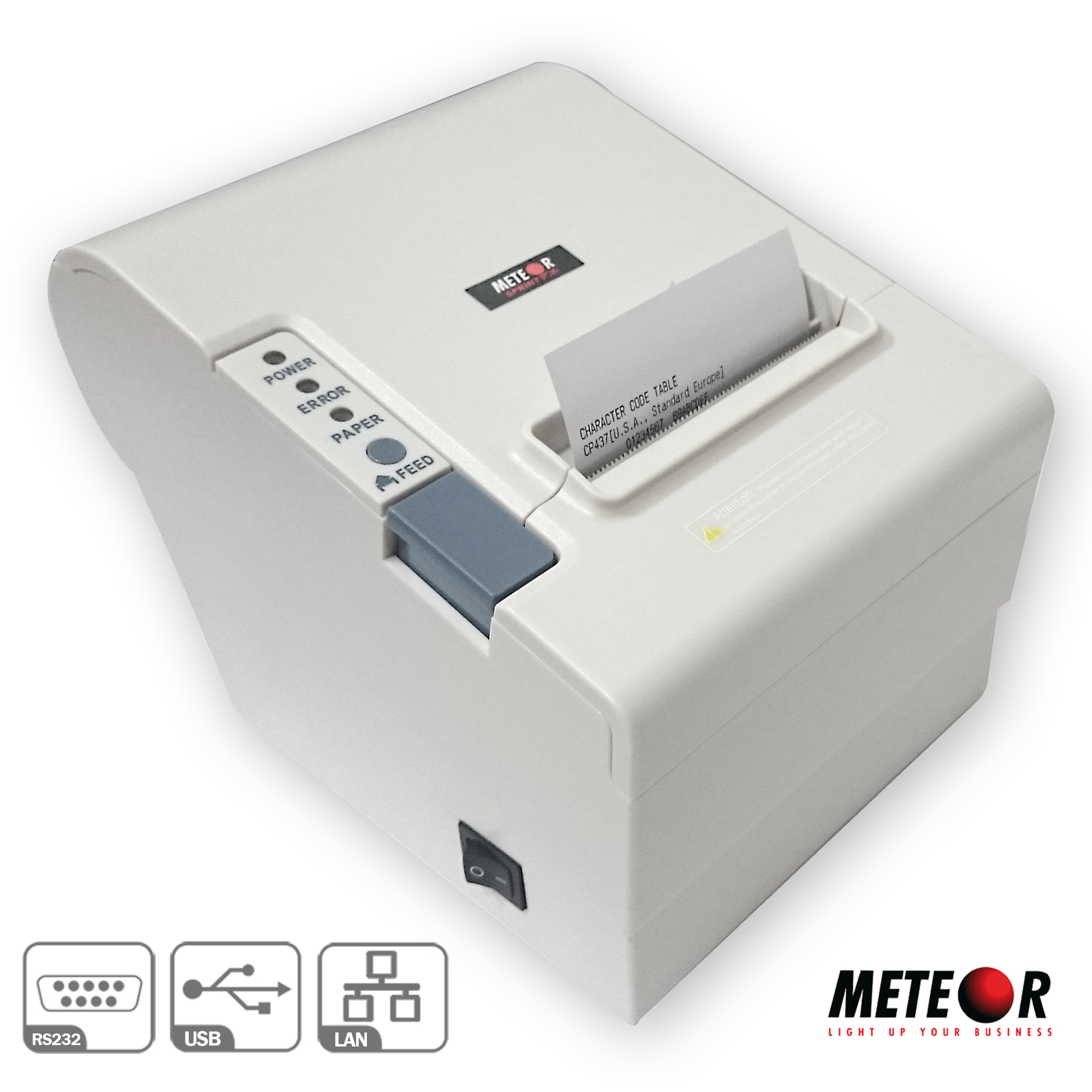 STAMPANTE POS TERMICA METEOR SPRINT R 80MM WHITE PORTA USB + RS232C + ETHERNET PER STAMPE RICEVUTE/COMANDE/SCOMMESSE + TAGLIERINA