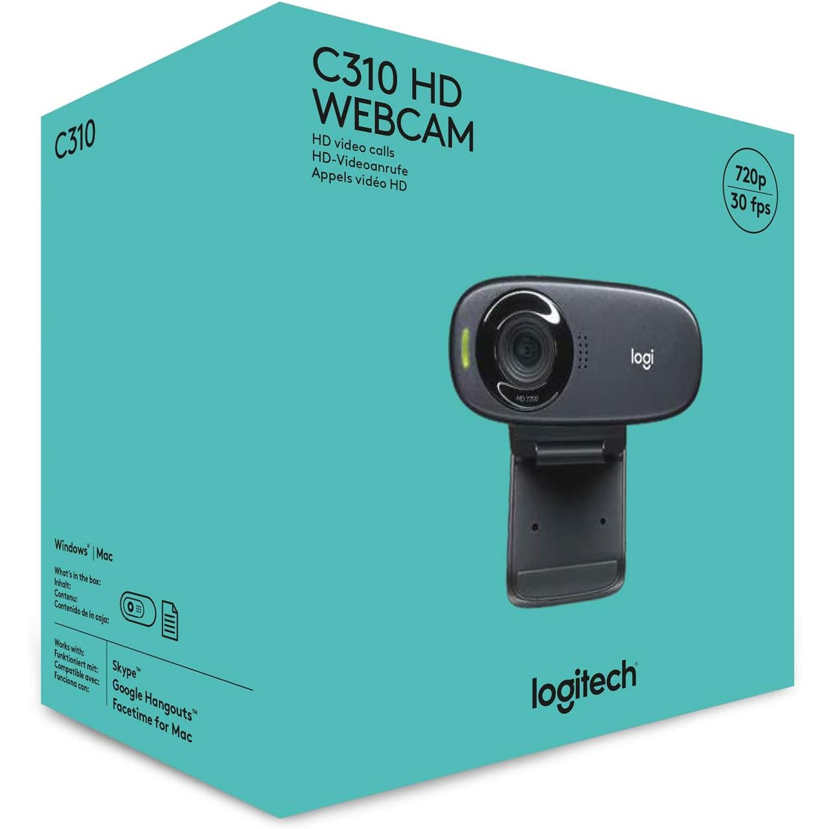 WEBCAM LOGITECH C310 HD/30FPS (1280x720) CON MICROFONO - 5MPx - 1.5 MT - USB