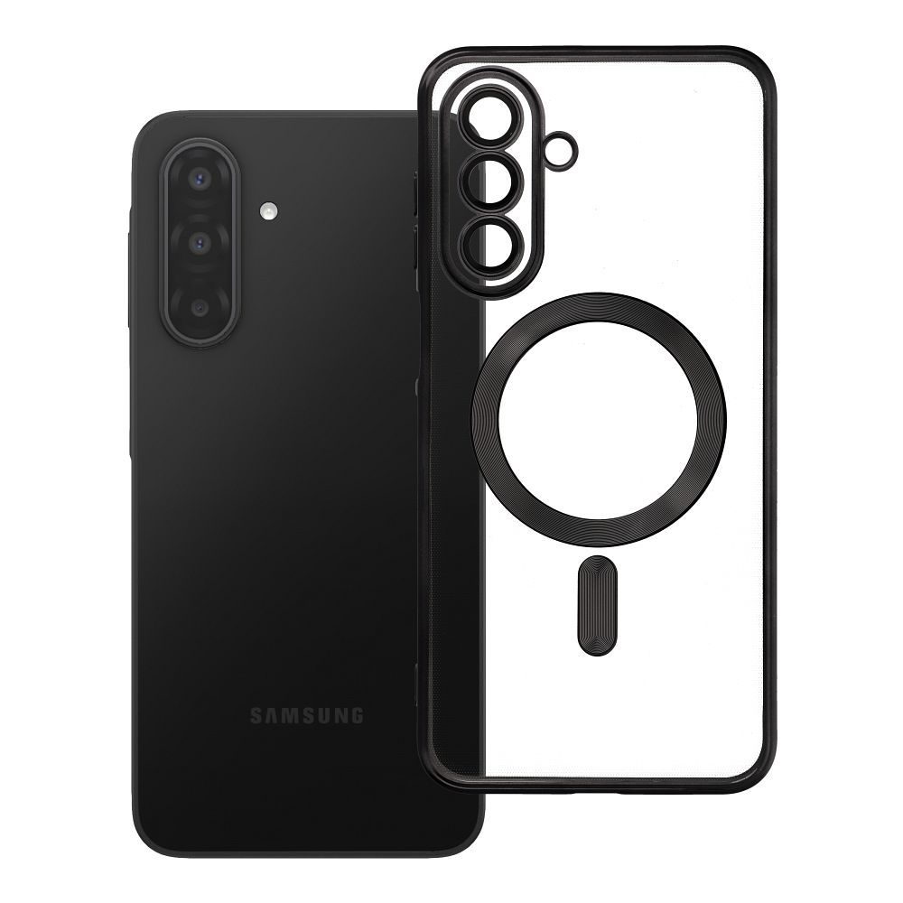 CUSTODIA ELECTRO MAG COVER TRASPARENTE PROTEZIONE FOTOCAMERA E BORDI CON MAGSAFE ( NERO ) PER SAMSUNG Galaxy A17 - SAMSUNG Galaxy A18