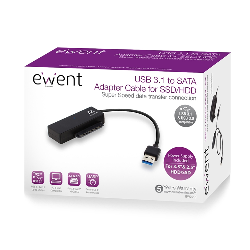 CAVO ADATTATORE da USB 3.1 a SATA per HDD/SSD 2.5"/3.5" EW7018