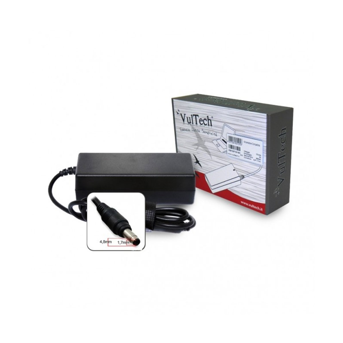 ALIMENTATORE PER NOTEBOOK HP - 65W 19.5V 3,33A Connettore 4,8 x 1,7 mm