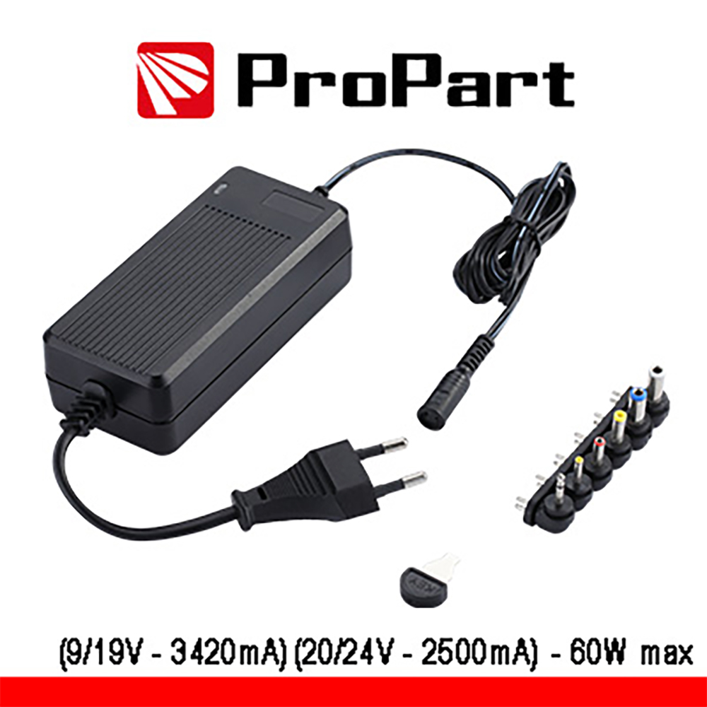 ALIMENTATORE SWITCHING MULTITENSIONE DC STABILIZZATO 9-24V 2500mA 60W ( 9/12/13.5/15/18/19 V DC, 3420mA - 20/24 V DC, 2500mA )