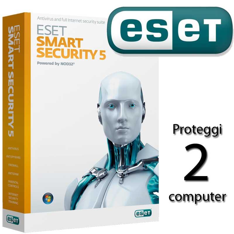 SOFTWARE ESET ANTIVIRUS SMART SECURITY 8 NOD32 LICENZA PER 2PC RETAIL per Windows
