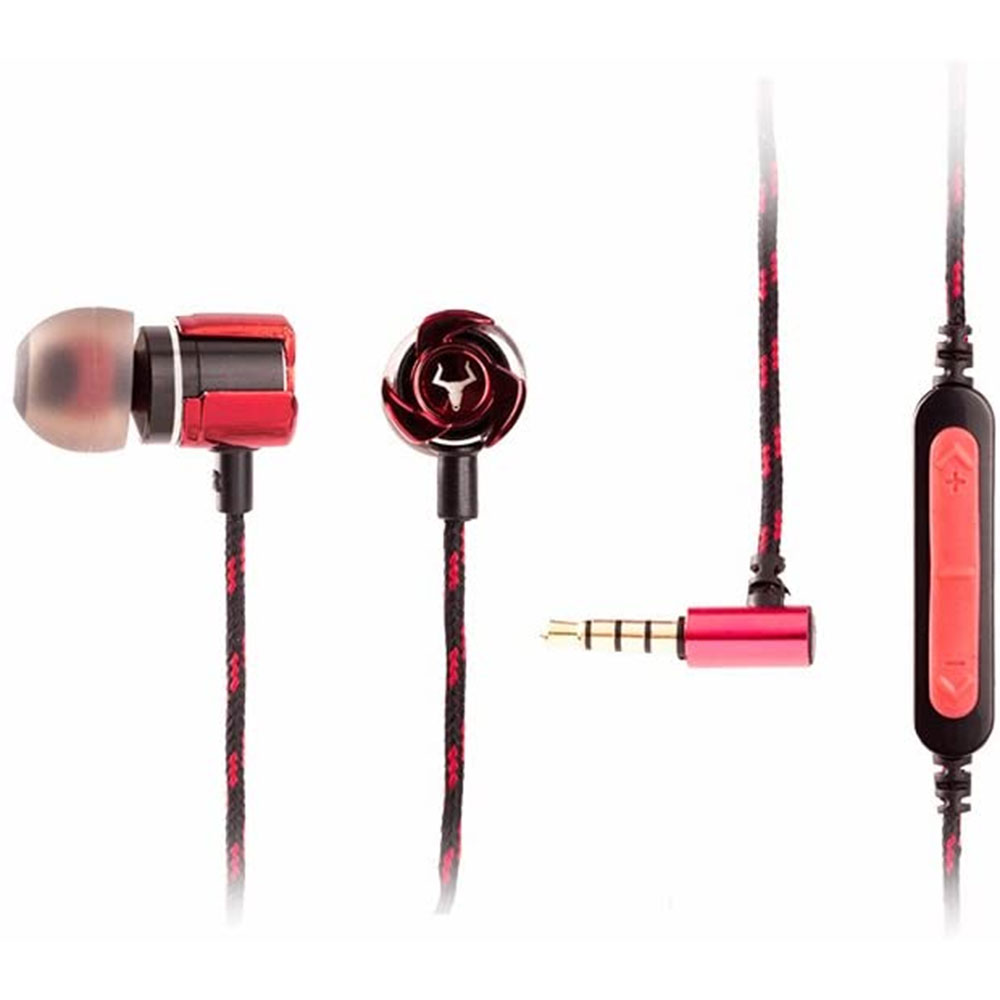 AURICOLARE GAMING ITEK TAURUS ITHIE100 IN-EAR MICROFONO E CONTROLLO VOLUME ALTA FEDELTA' COLORE NERO/ROSSO  PER Computer, Smartphone, Tablet