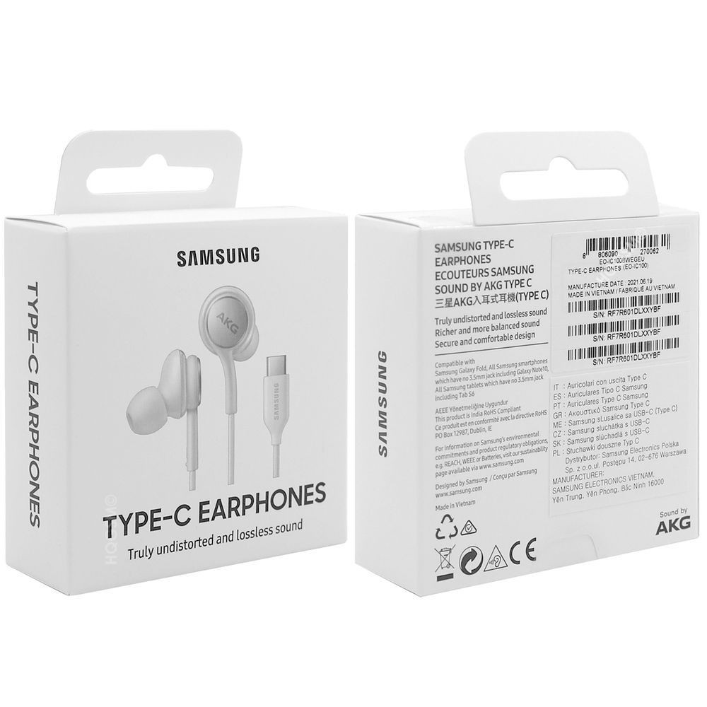 AURICOLARE SAMSUNG EO-IC100 SUONO AKG MICROFONO E CONTROLLI EARPODS TYPE-C COLORE BIANCO PER Computer, Smartphone, Tablet