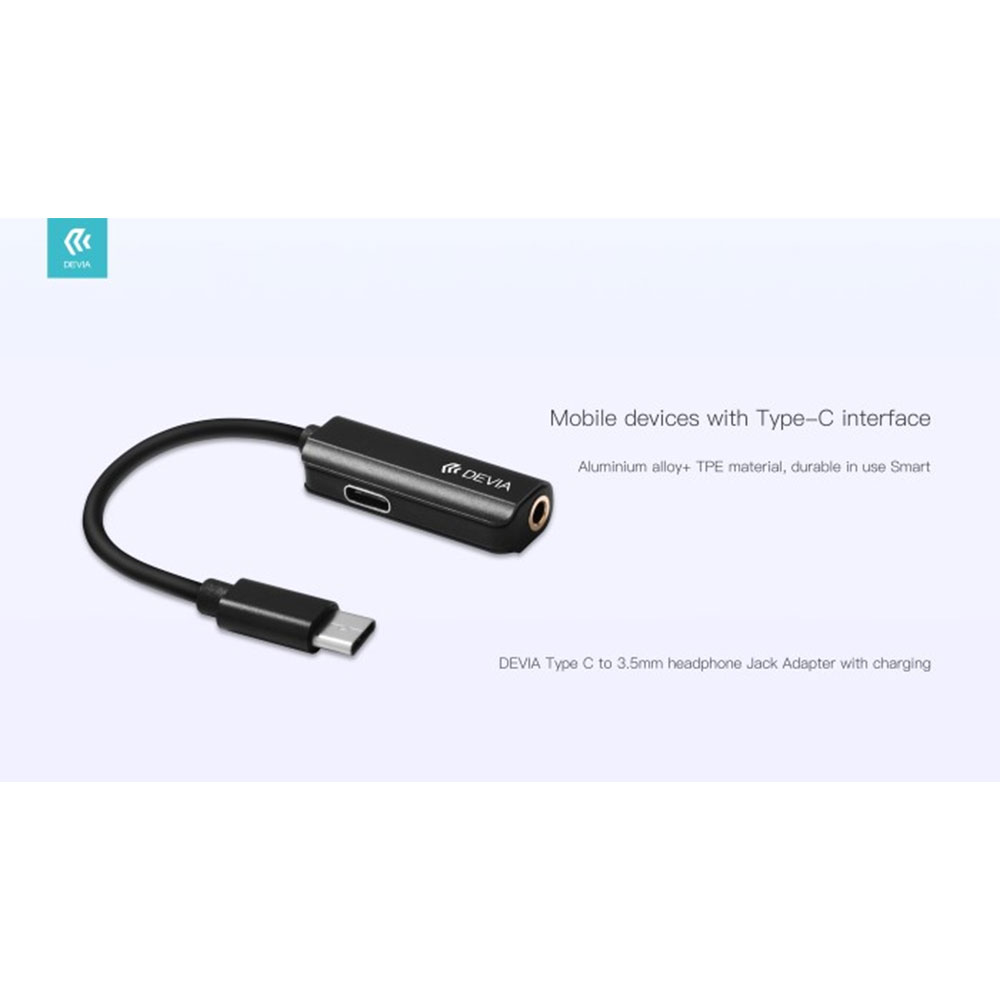ADATTATORE DEVIA DA TYPE-C A JACK 3,5" CONNESSIONE AURICOLARI - PER DISPOSITIVI HUAWEI E XIAOMI