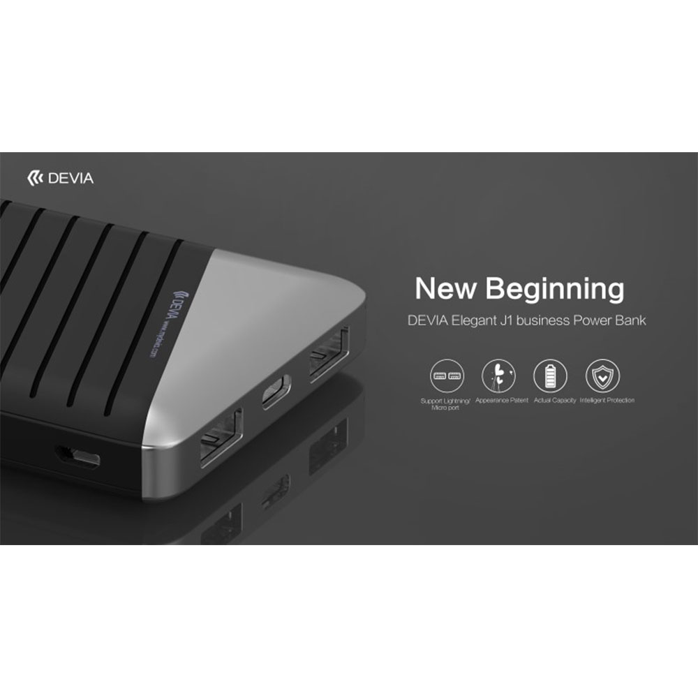 POWER BANK DEVIA J1 ELEGANT BUSINESS 10.000 mAh CARICA RAPIDA 2.4A COLORE BIANCO