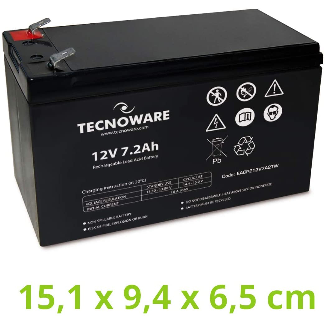 BATTERIA RICARICABILE AL PIOMBO PER UPS POWER TECNOWARE 12V 7,2AH ATTACCO FASTON 6.3mm (EACPE12V7A2TWP) BULK