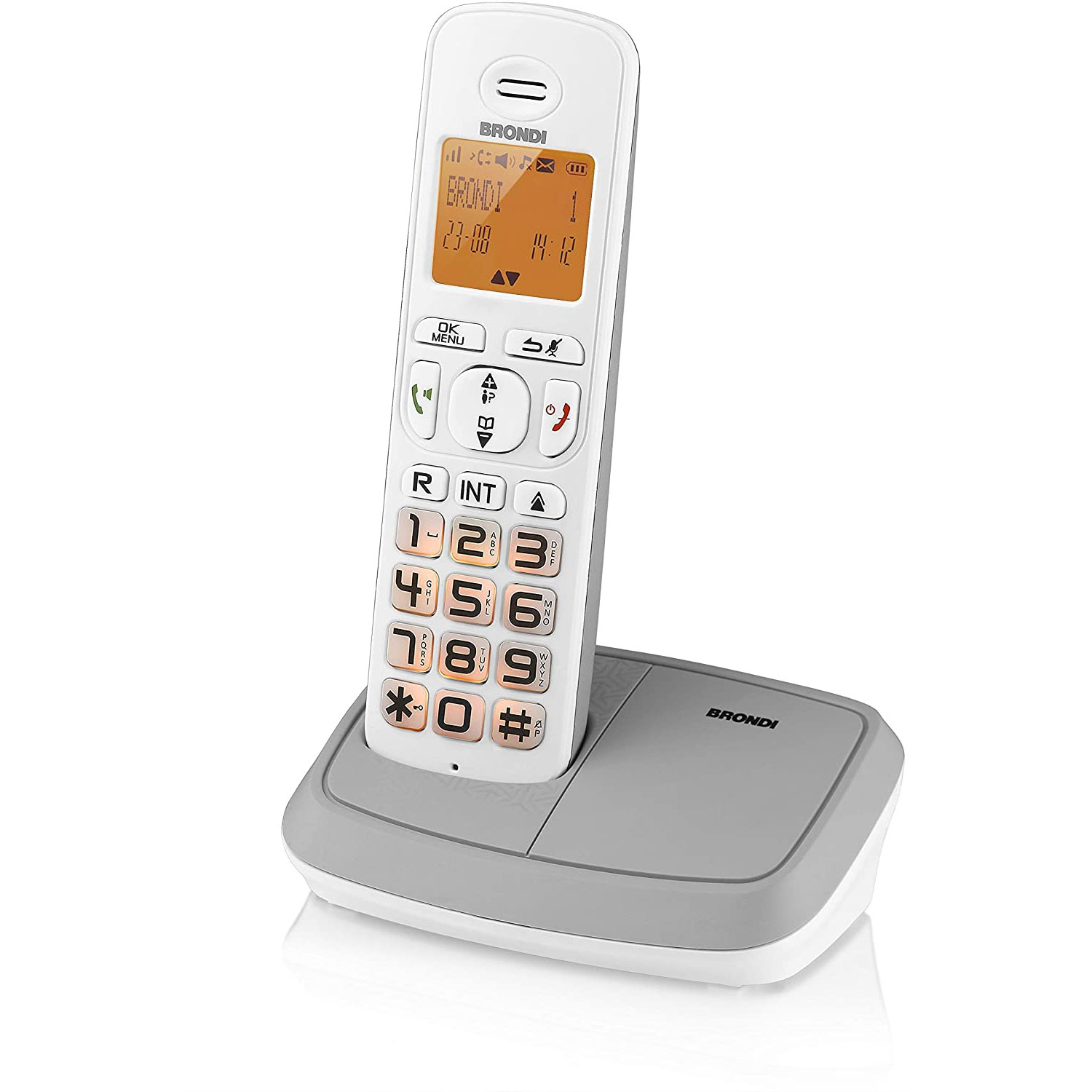 CORDLESS BRONDI BRAVO RICH DECT-GAP VIVAVOCE E DISPLAY RETROILLUMINATO COLORE BIANCO/GRIGIO