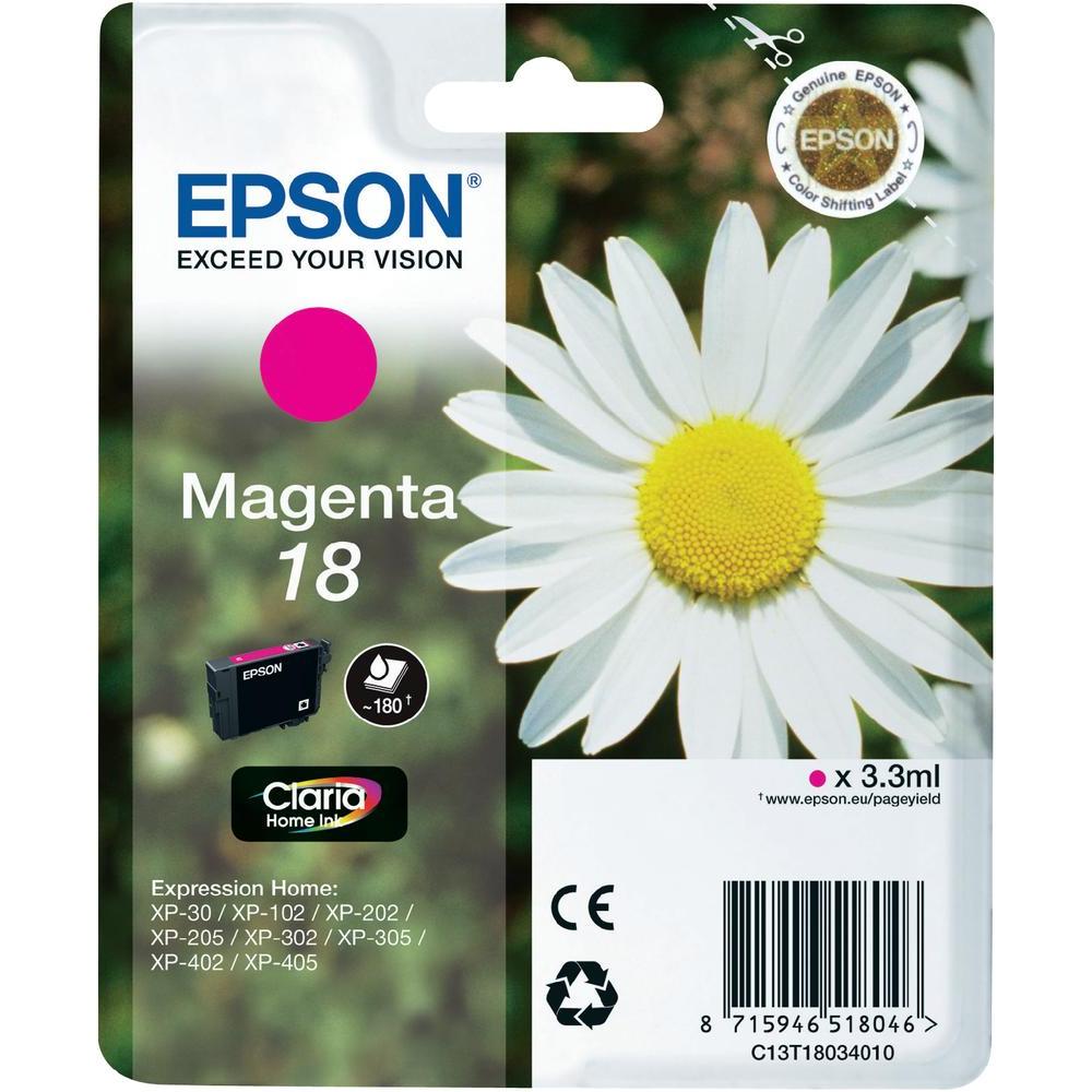 CARTUCCIA INK-JET EPSON MAGENTA MARGHERITA 18 ORIGINALE C13T18034010 Expression Home XP-102, XP-202, XP-205, XP-30, XP-302, XP-305, XP-402, XP-405