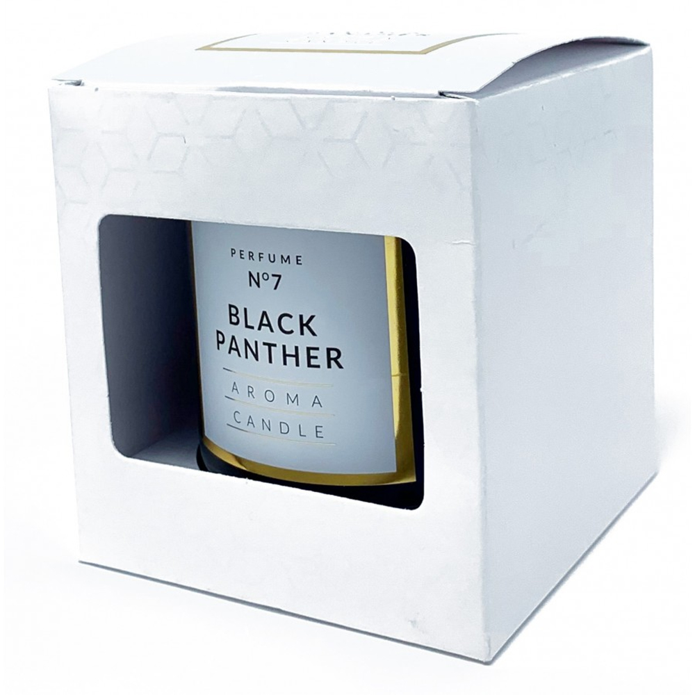 CANDELA PROFUMATA CLASSIC GLASS BLACK PANTER 250gr profumazione ciclamino e ribes