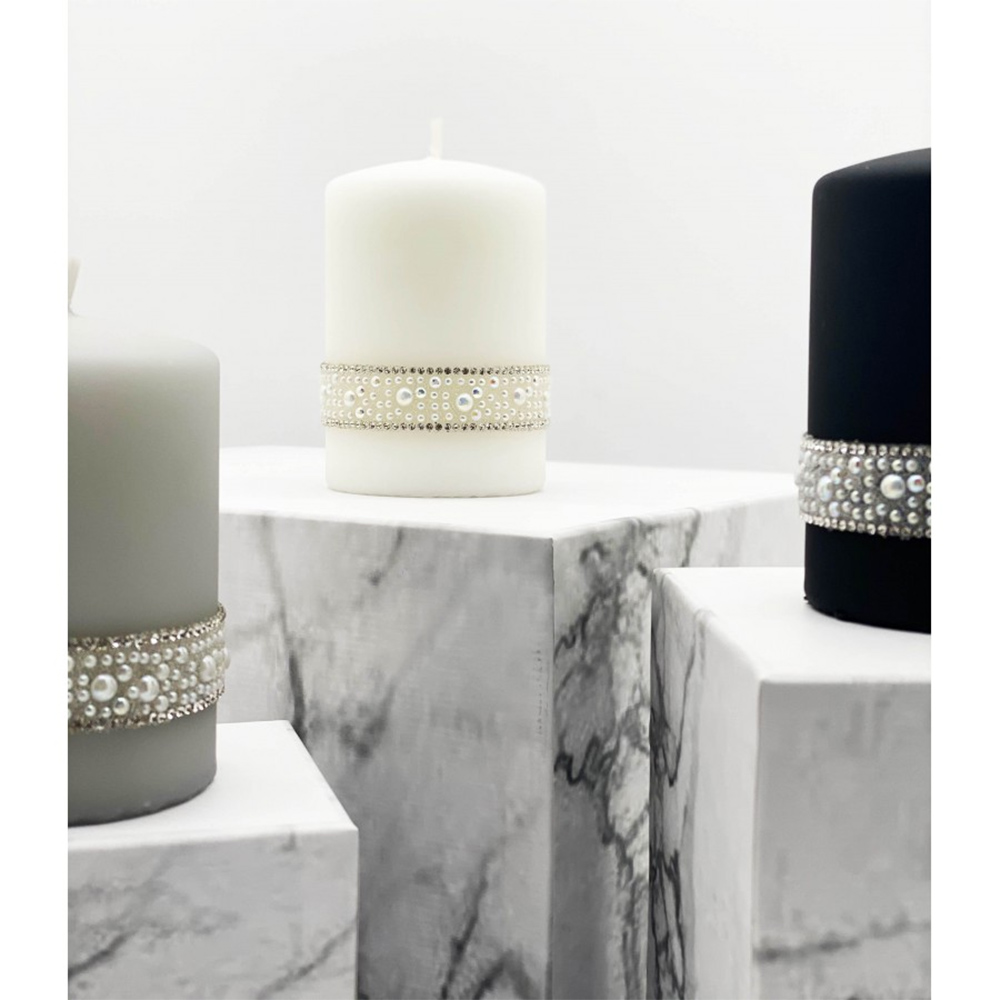 CANDELA PROFUMATA CRYSTAL PEARL COLORE GRIGIO