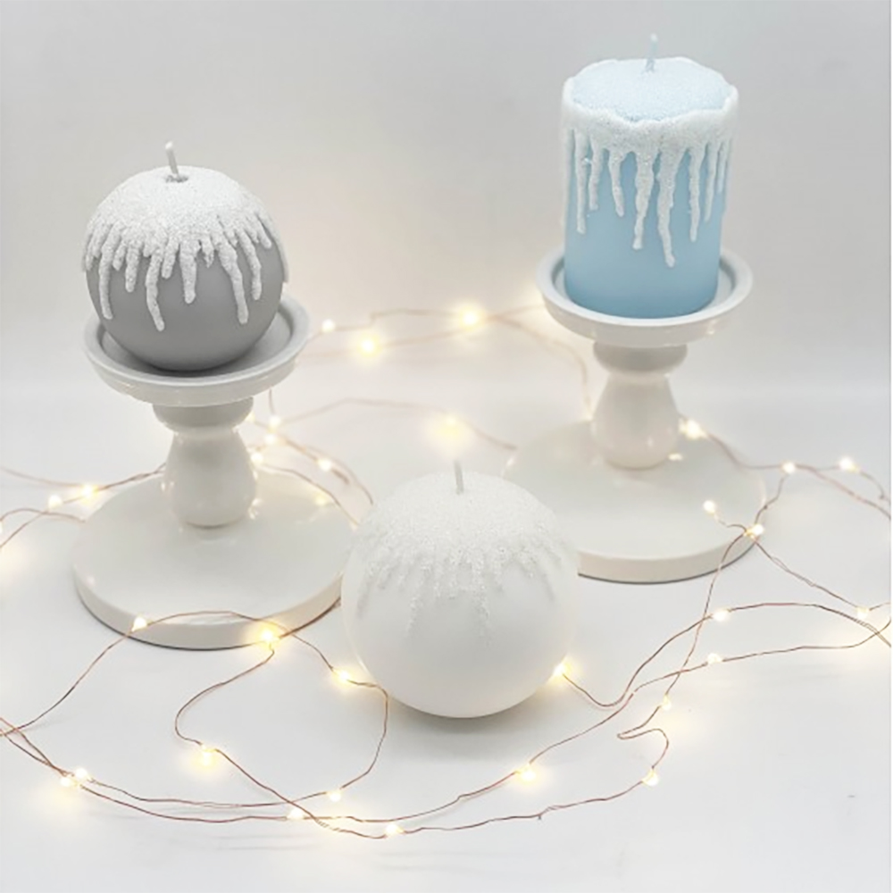 CANDELA PROFUMATA KIT SOFFIO INVERNALE - sfera piccola grey, sfera grande white, cilindro light blue