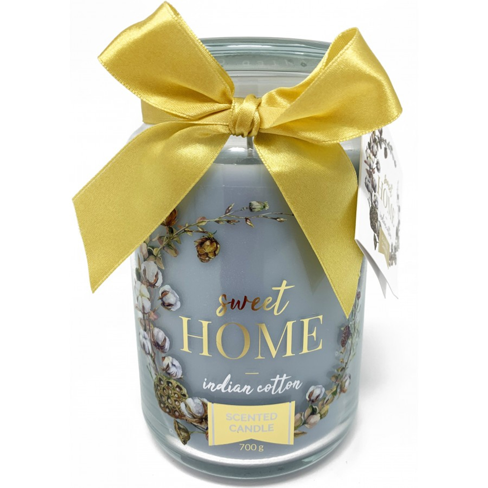 CANDELA PROFUMATA GIARA GRANDE LIGHT BLU COTONE INDIANO 700gr profumazione bucato fresco 120h durata