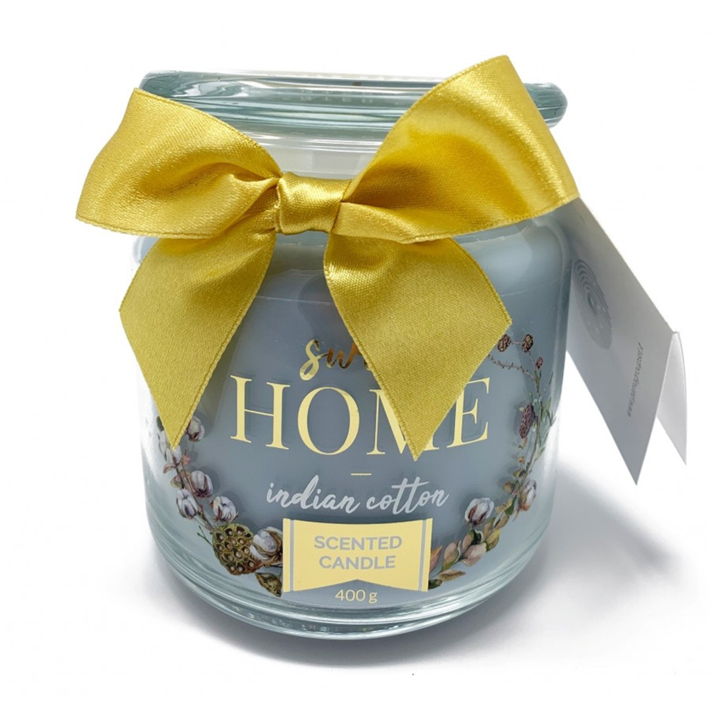 CANDELA PROFUMATA GIARA PICCOLA LIGHT BLU COTONE INDIANO 400gr profumazione bucato fresco 80h durata