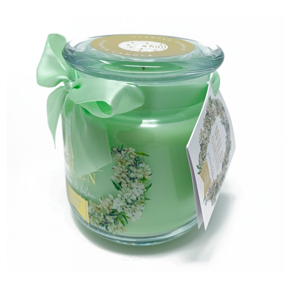 CANDELA PROFUMATA GIARA PICCOLA MINT GELSOMINO E LILLA 400gr profumazione florale 80h durata