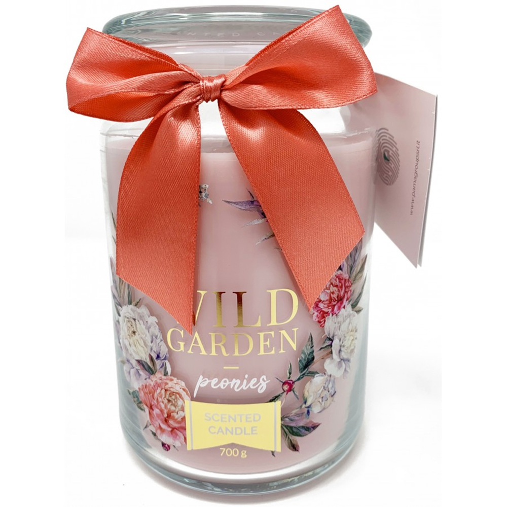 CANDELA PROFUMATA GIARA GRANDE PINK PEONIA ROSA 700gr profumazione peonia 120h durata