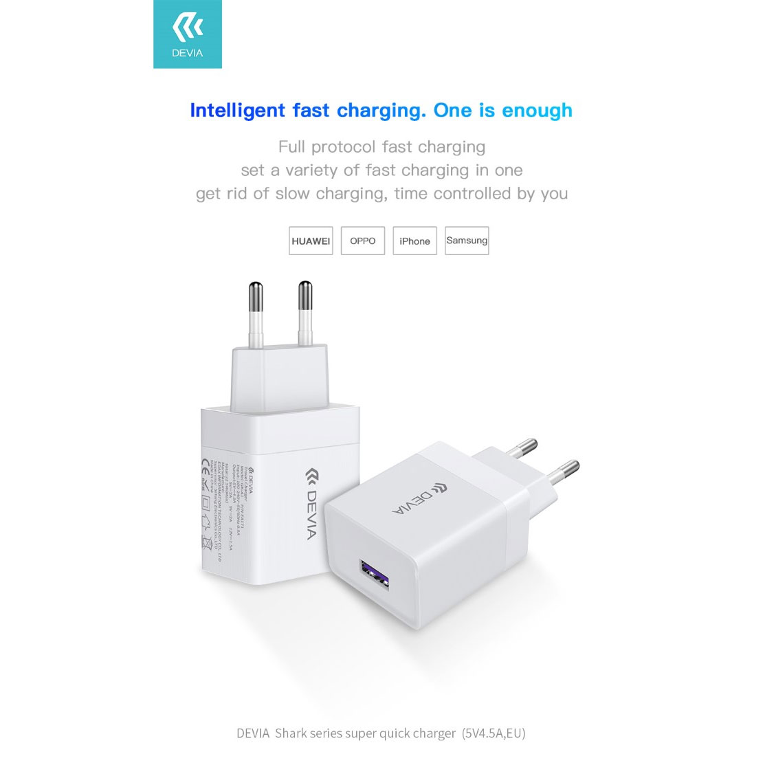 CARICABATTERIA DEVIA ROCKET DEPD20W235 PD QUICK CHARGE 3A (5V - 20W) Type-C COLORE BIANCO