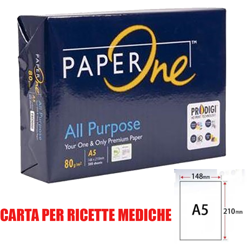 RISMA CARTA A5 PaperONE ALL Purpose 80 g/qm PER RICETTE MEDICHE