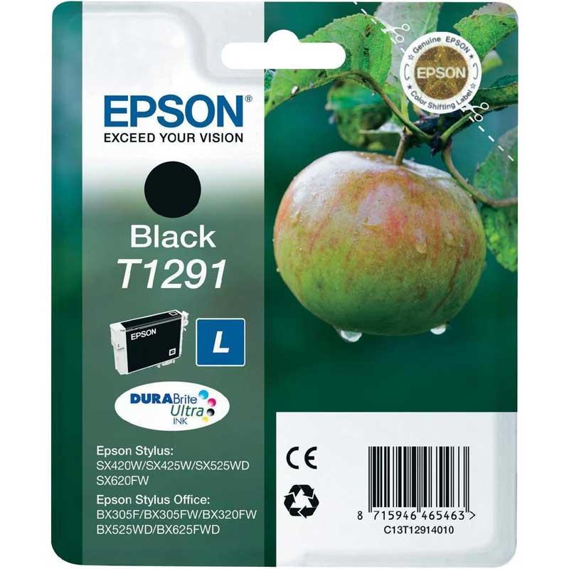 CARTUCCIA INK-JET EPSON BLACK MELA TAGLIA-L T1291 ORIGINALE C13T12914011 SX235W SX420 BX305FW BX625FWD