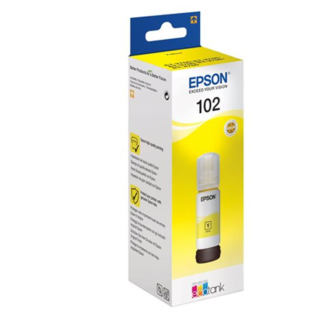 FLACONE DI INCHIOSTRO EPSON 102 ECOTANK C13T03R440 GIALLO ORIGINALE 70ml ET-15000, 2700, 2750, 2751, 2756, 3700, 3750, 4750; Expression ET-2700, 2750, 3700