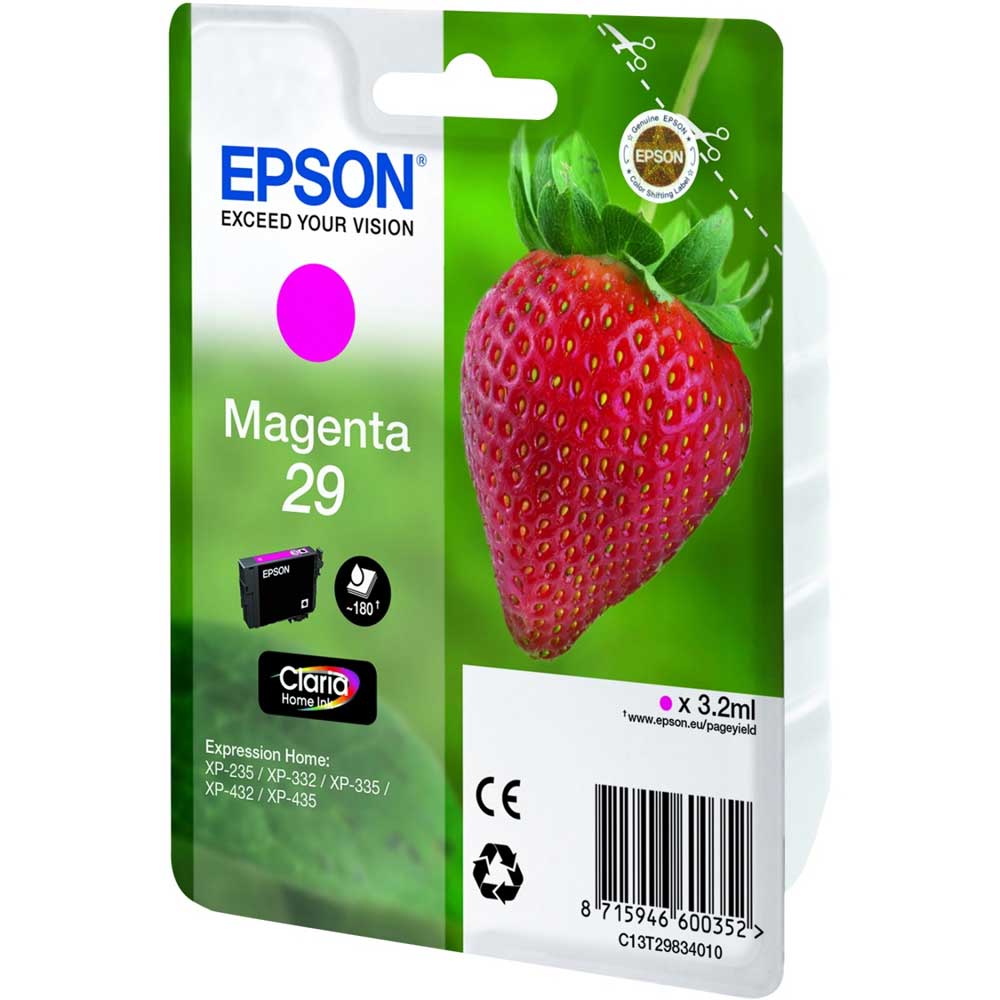 CARTUCCIA EPSON FRAGOLA 29 C13T2983401 MAGENTA ORIGINALE Expression Home XP-235 - XP-332 - XP-335 - XP-432 - XP-435