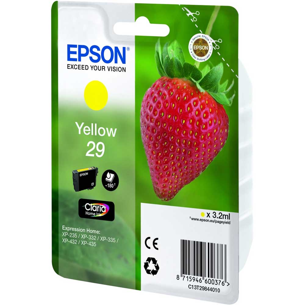 CARTUCCIA EPSON FRAGOLA 29 C13T29844010 YELLOW ORIGINALE Expression Home XP-235 - XP-332 - XP-335 - XP-432 - XP-435