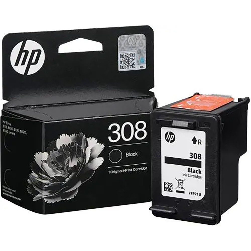 CARTUCCIA HP 7FP21UE N° 308 BLACK ORIGINALE Envy 6110e, 6120e, 6122e, 6130e, 6132e, 6520e, 6530e, 6532e