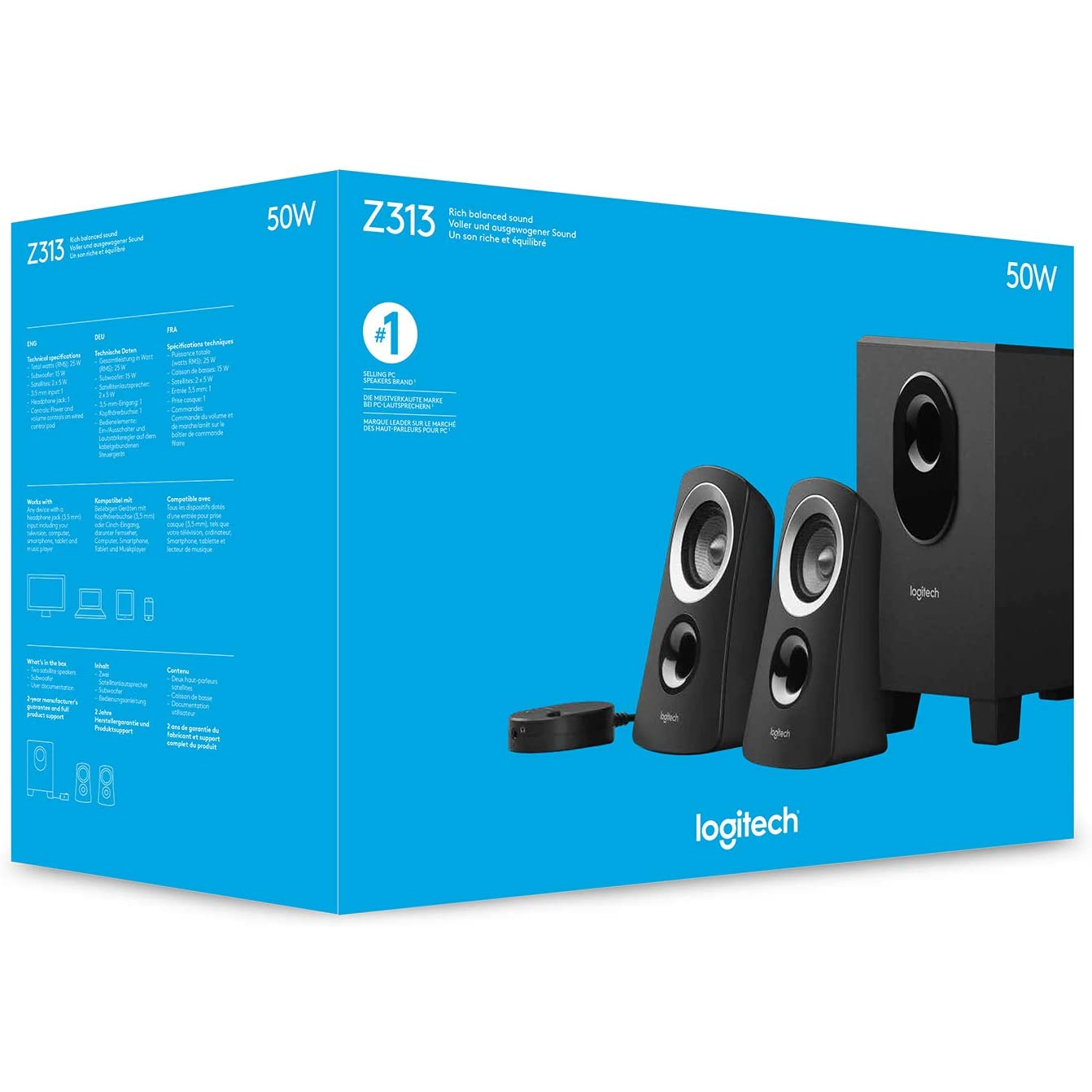 CASSE LOGITECH Z313 CON SUBWOOFER BLACK 2.1 25W