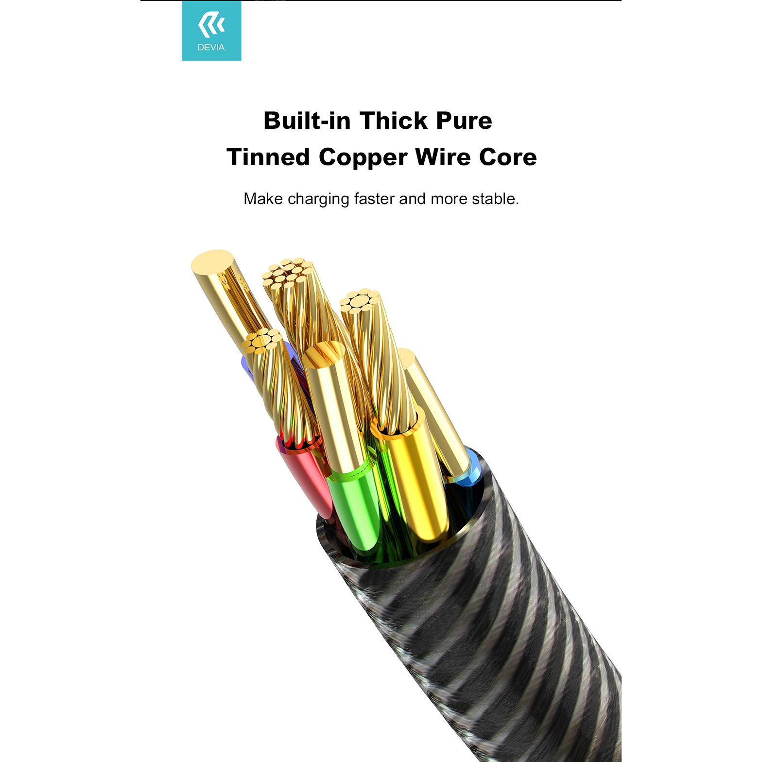 DEVIA CAVO STAR IN NYLON CARICA RAPIDA DA USB (A) TYPE-C (B) 1.5MT (2.4A) PER SMARTPHONE E TABLET ANDROID WHITE