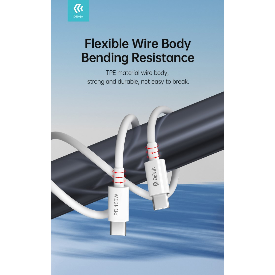 CAVO DATI E CARICA SUPER RAPIDO DEVIA PD 100W Type-C -  Type-C 1.5MT (5A) - DEPD100W536