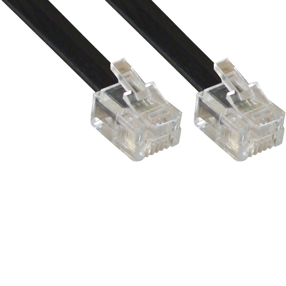 CAVO TELEFONICO PIATTO 10.0 mt RJ11 6P4, nero