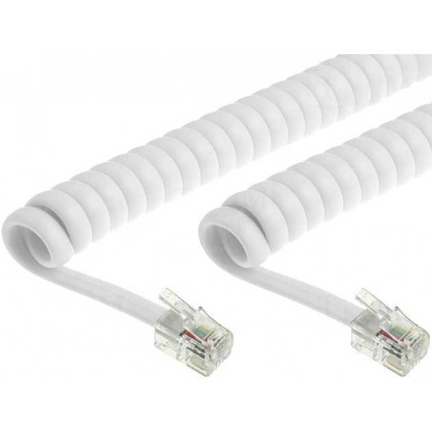 CAVO TELEFONICO SPIRALATO PER CORNETTA 2.0 mt RJ10 4P4, bianco (50246)
