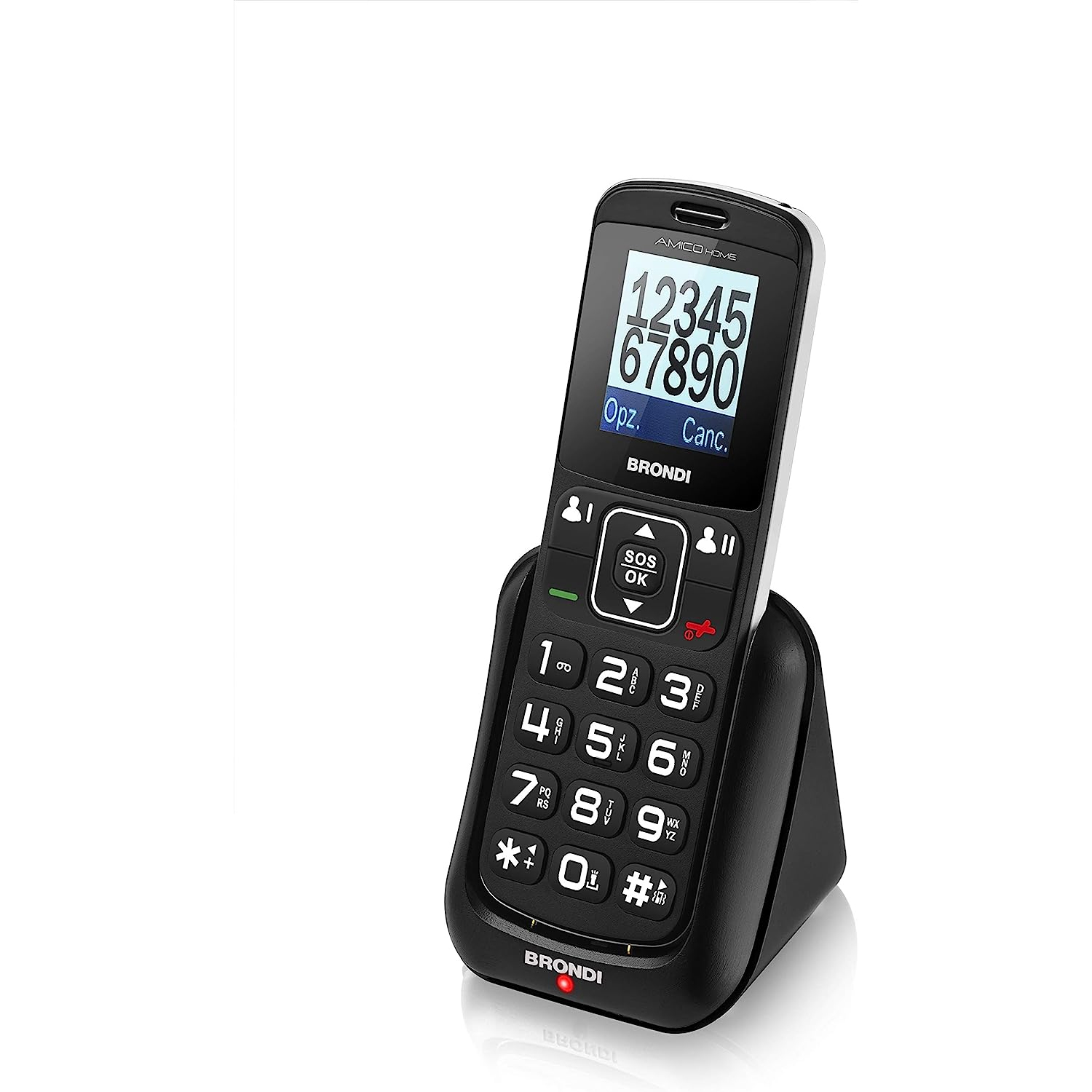 TELFONO CELLULARE BRONDI AMICO HOME PER ANZIANI DUAL-SIM GSM QUADRI BAND DISPLAY 1.77" COLORE NERO